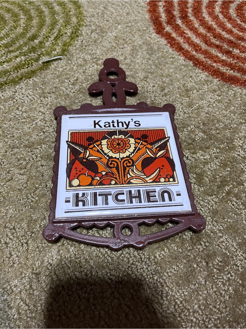 Kathy's Kitchen Decorative Wall Plaque - Brown & Orange/ Trivet